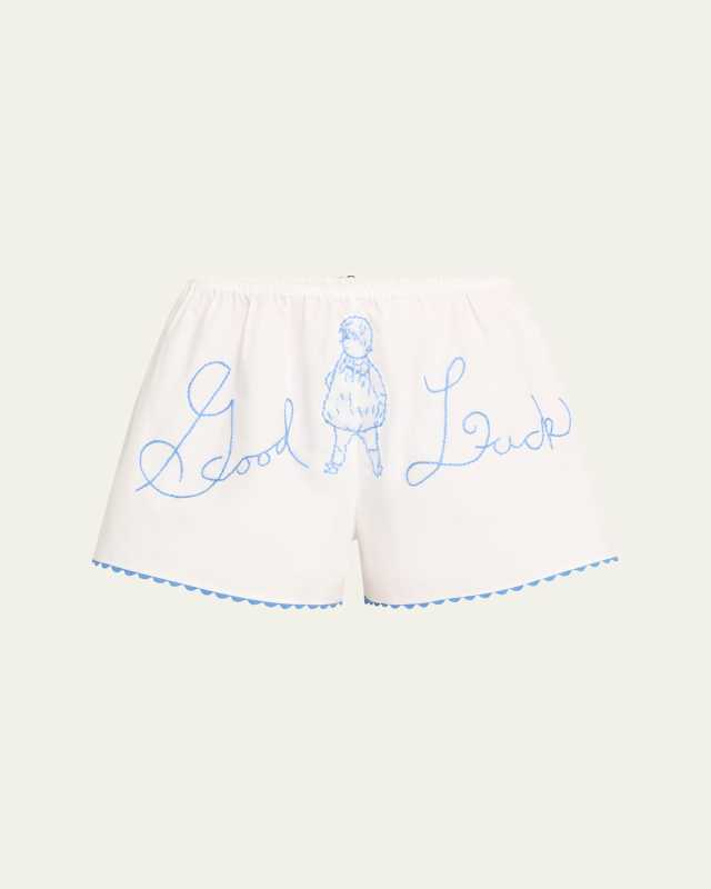 Lucky Baby Embroidered Shorts